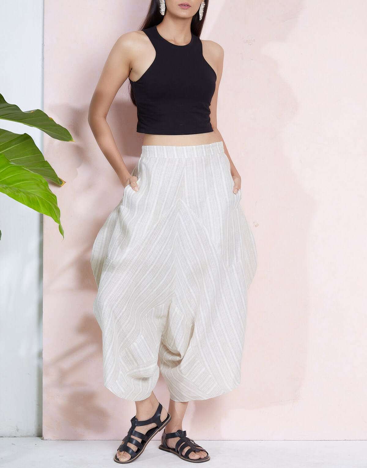 Stripe Linen Natural Dhoti