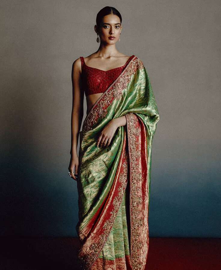 Silk, Banarasi, Printed, Mirrorwork, Salma