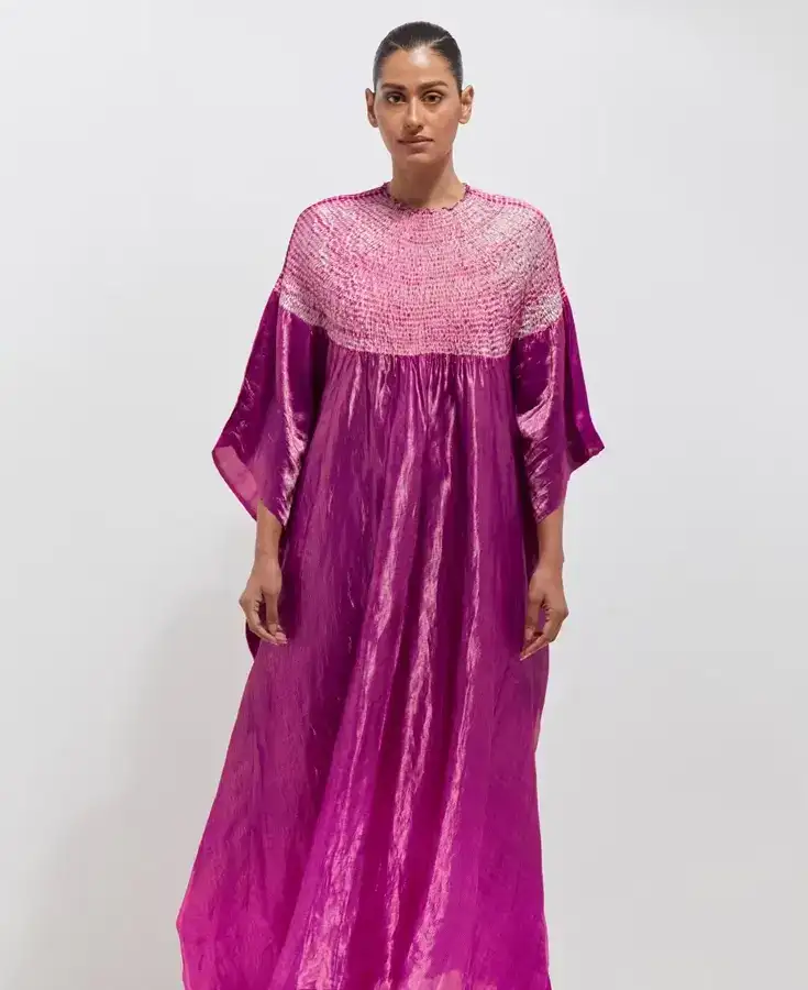 Chanderi, Silk, Pleated, Gota, Embroidery