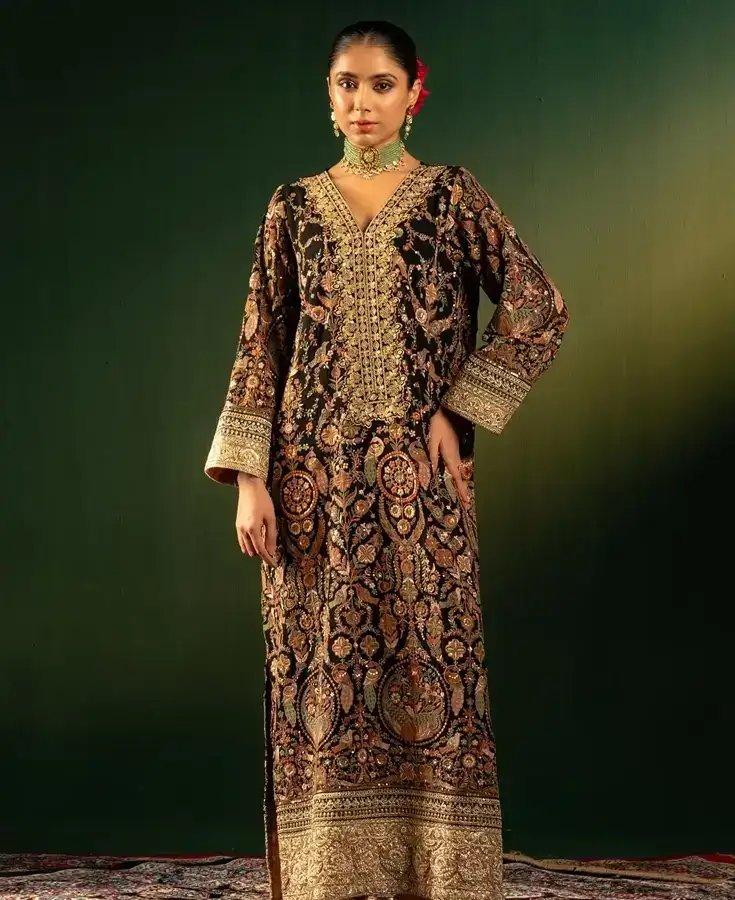 Chanderi, Silk, Pleated, Gota, Embroidery