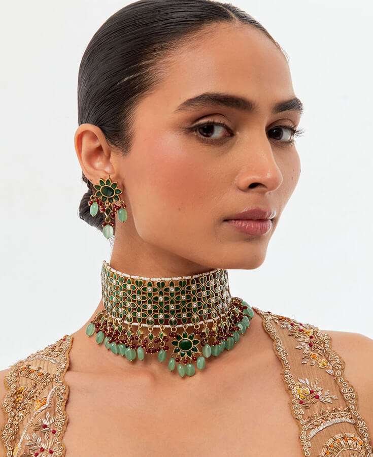 Chanderi, Silk, Pleated, Gota, Embroidery