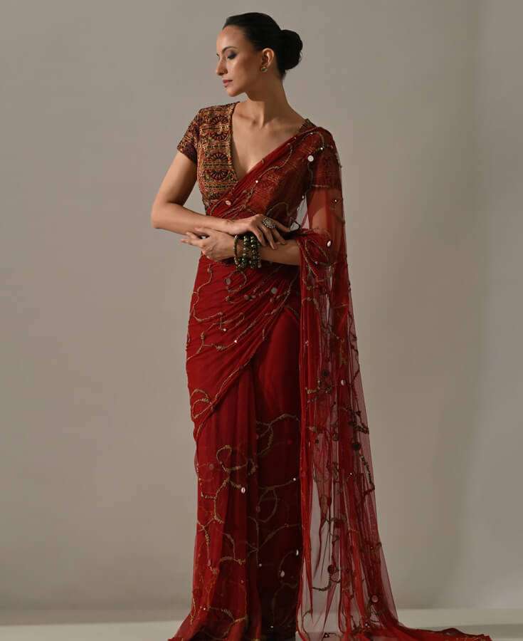 Silk, Banarasi, Printed, Mirrorwork, Salma