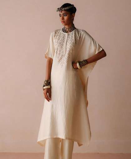 Chanderi, Silk, Pleated, Gota, Embroidery