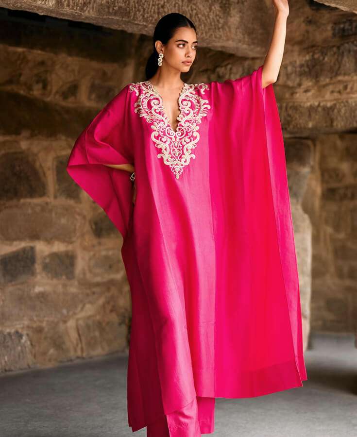 Chanderi, Silk, Pleated, Gota, Embroidery